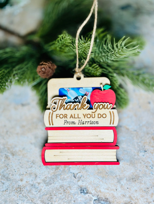 Book stack gift holder ornament