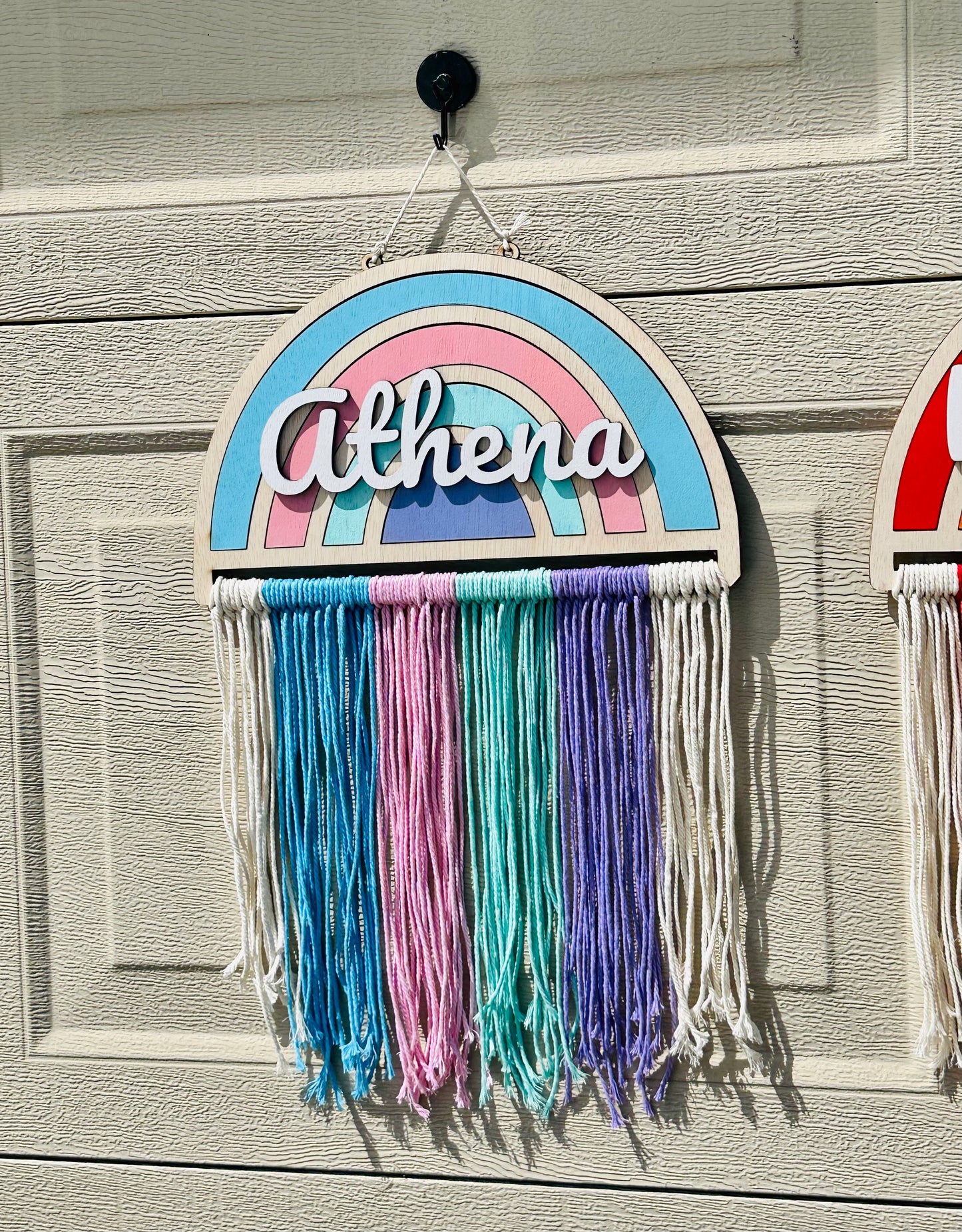 Rainbow Macrame Bow Holder