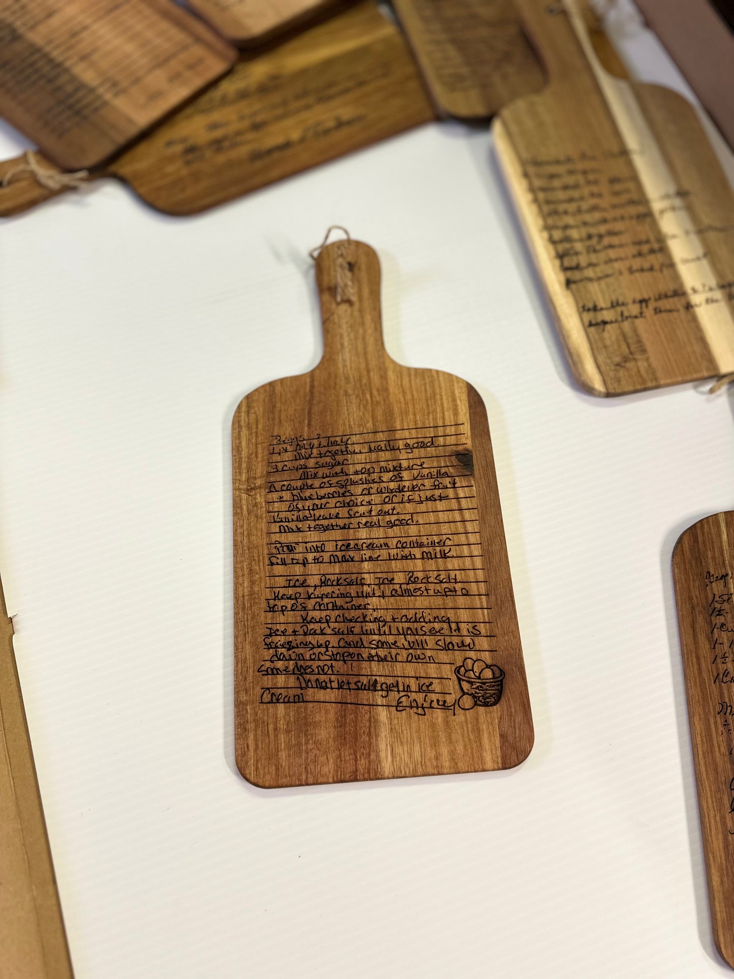 Acacia wood handwritten recipe cutting board