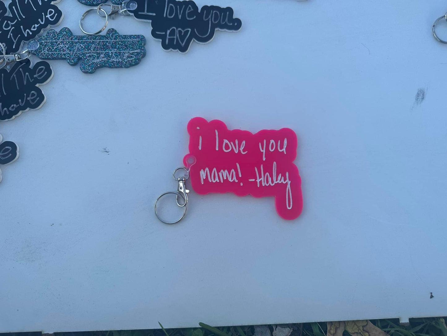 Handwritten acrylic keychains