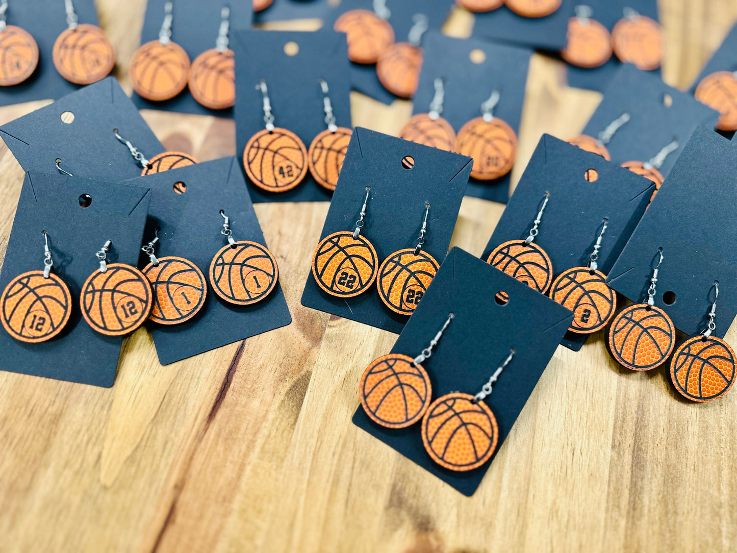 Basketball leather dangle earrings