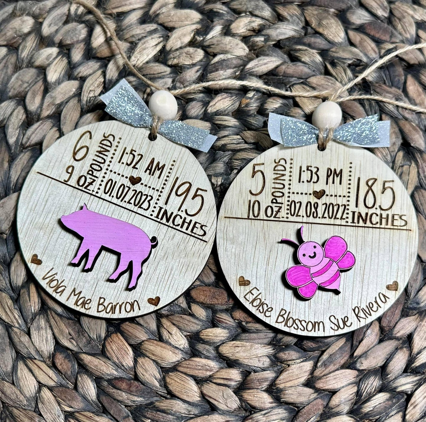 Baby animal Stats ornaments