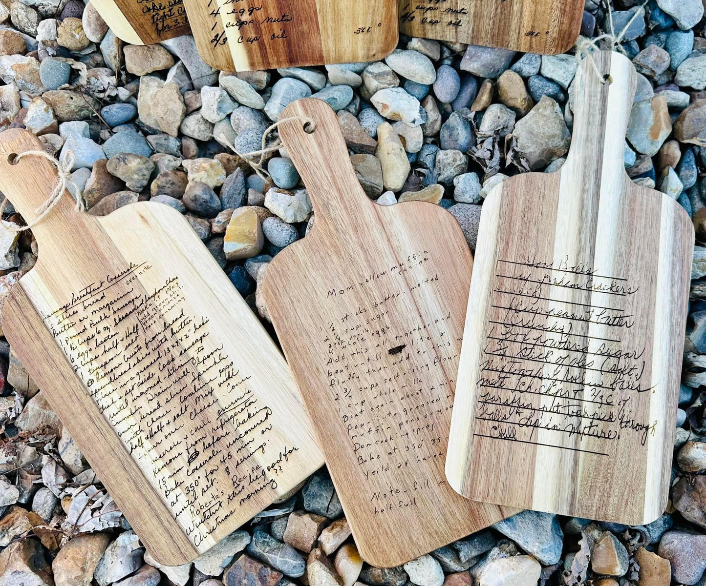 Acacia wood handwritten recipe cutting board