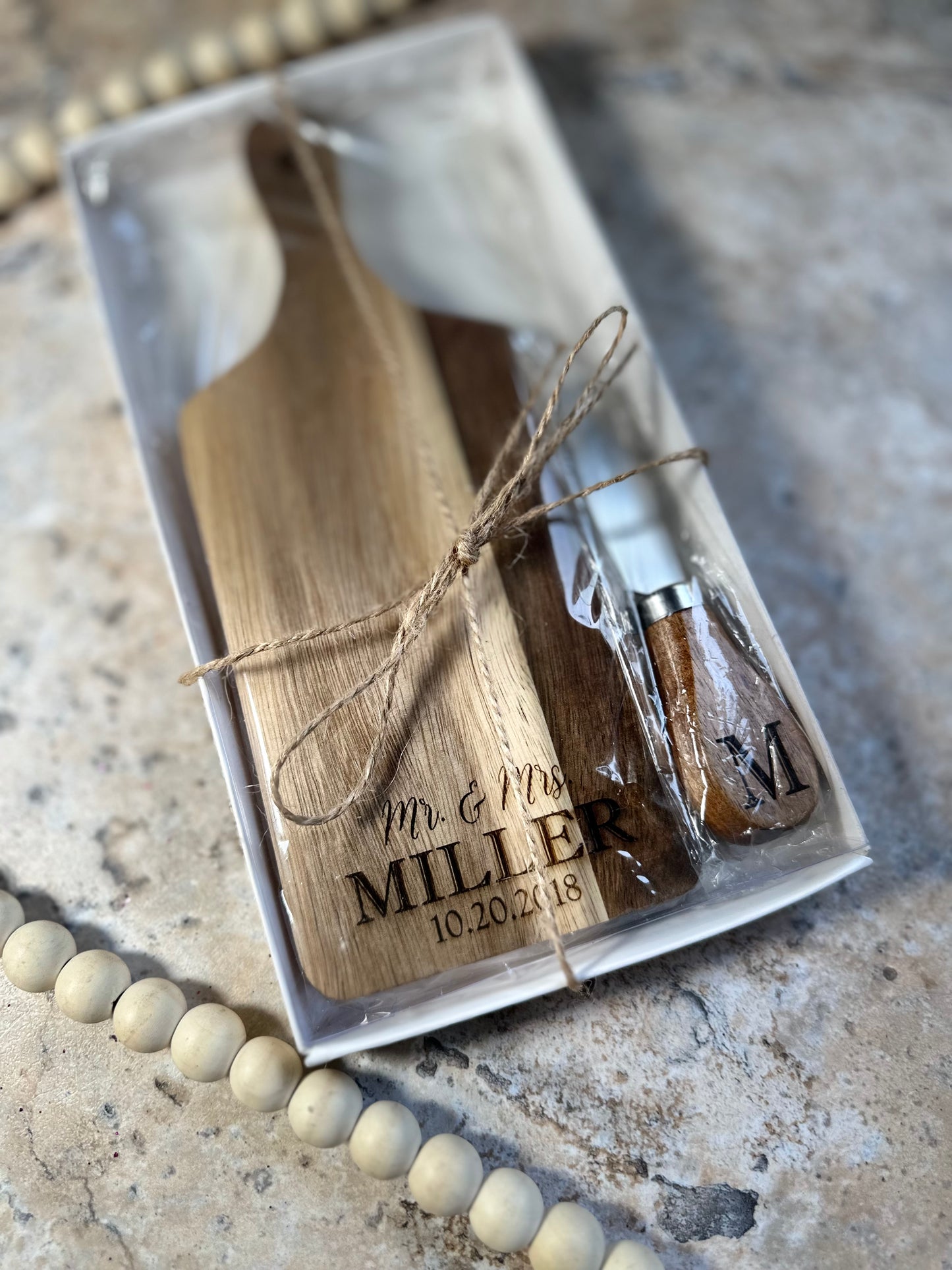 Mini Charcuterie board with cheese knife gift set