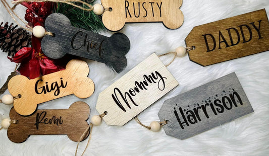 Wooden stocking tags