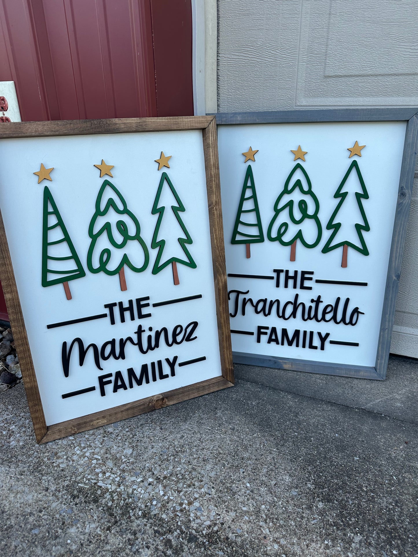 Minimalist Christmas trees Personalized Family Name plaque