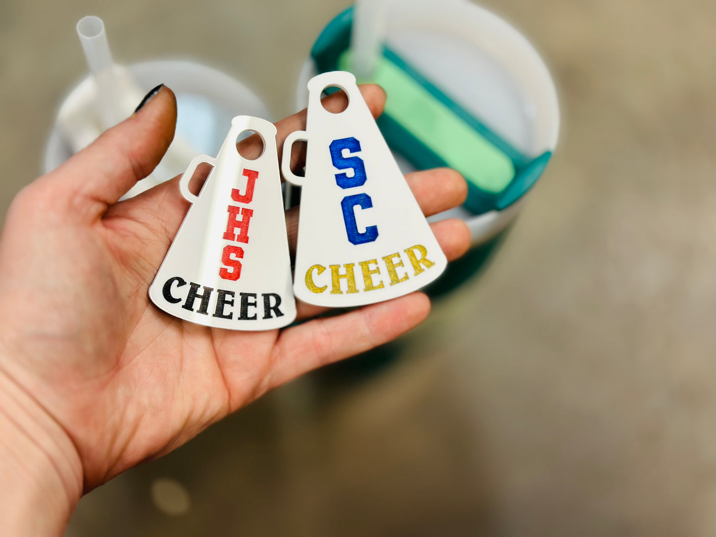 Cheer megaphone cup toppers