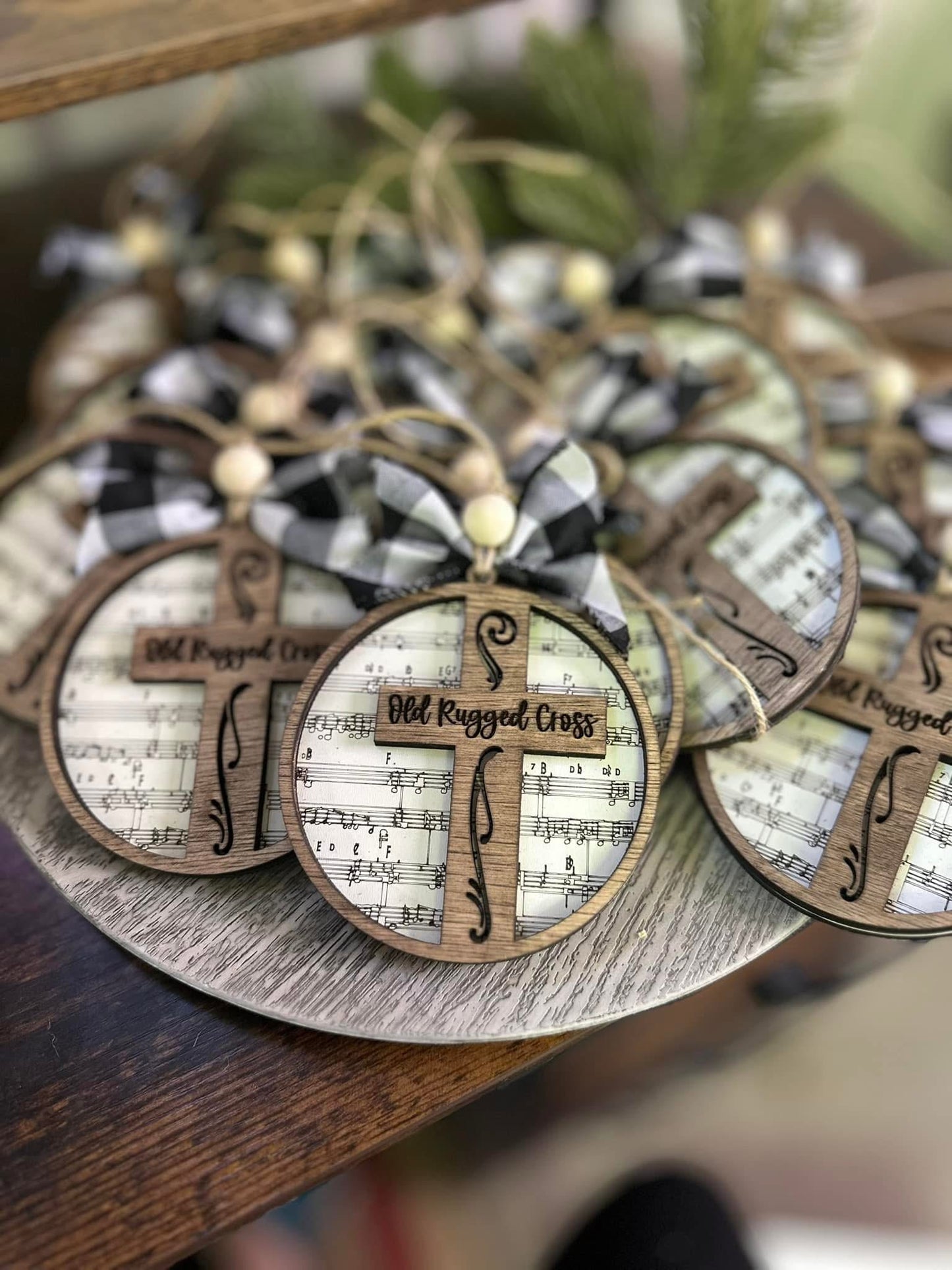 Old rugged cross Christmas ornament