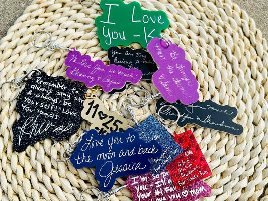 Handwritten acrylic keychains