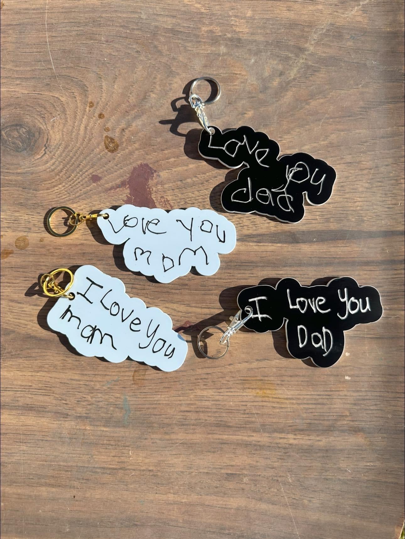 Handwritten acrylic keychains