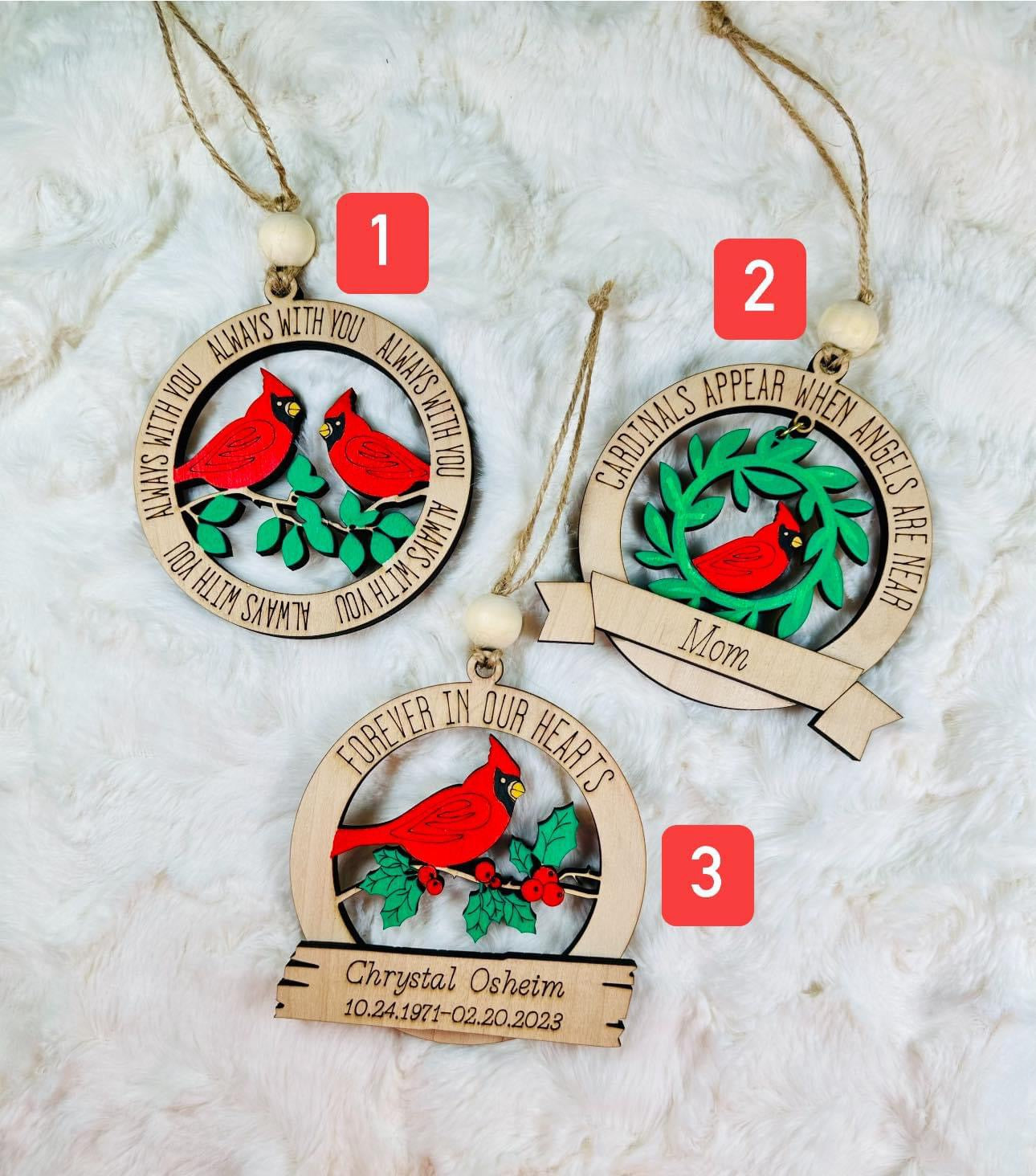 Cardinal memorial ornaments