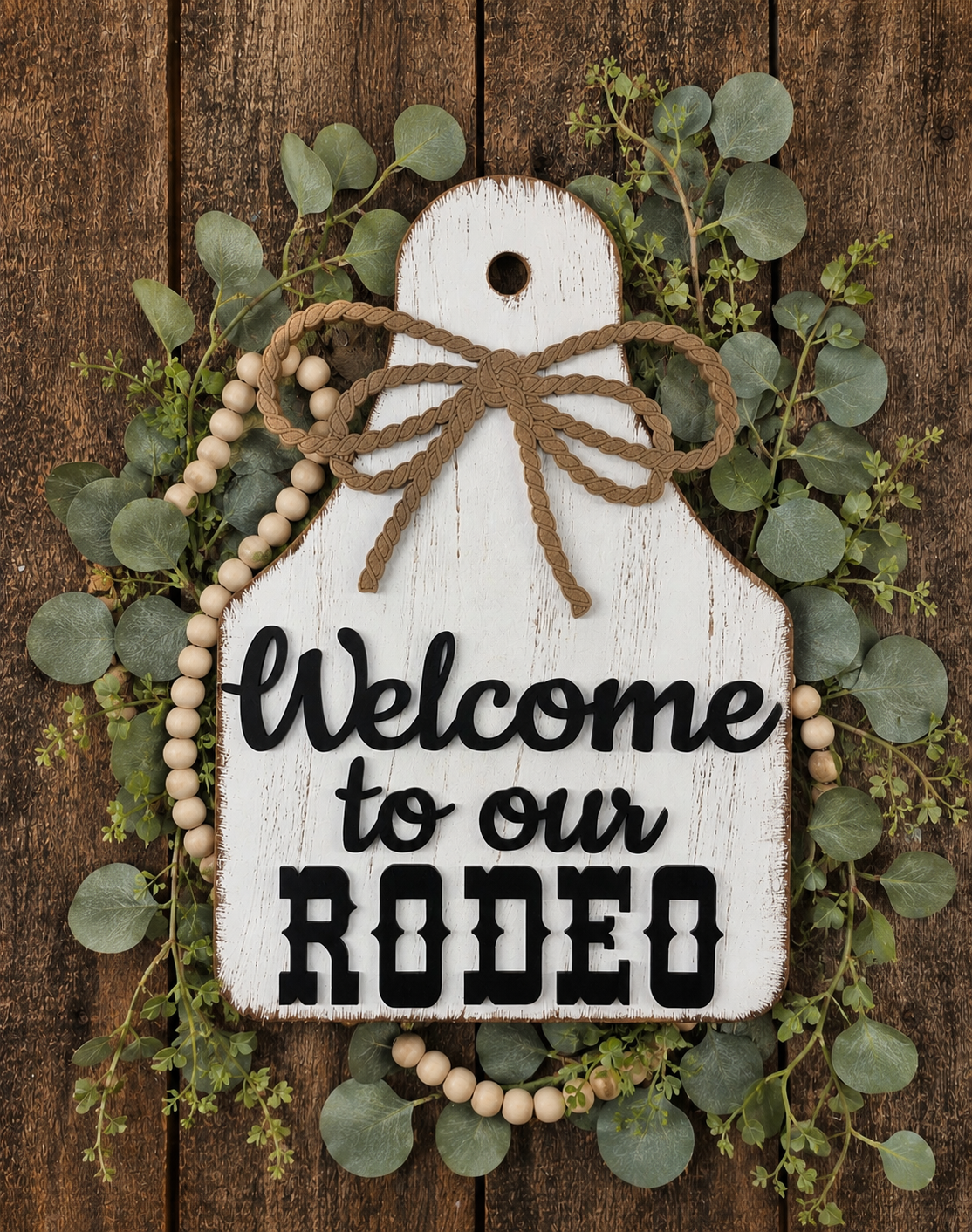 Welcome to our rodeo cow tag wall sign