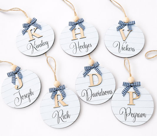 Shiplap initial ornament