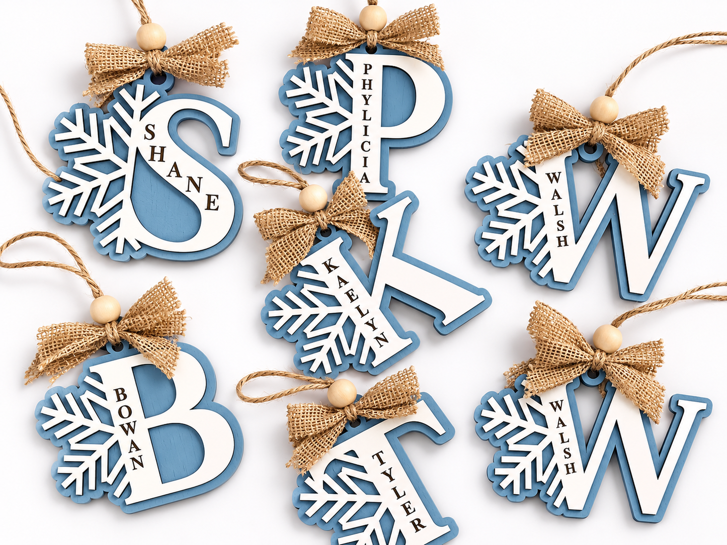 Snowflake initial ornament