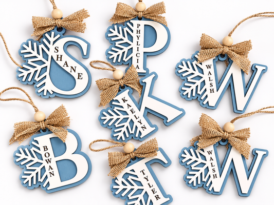 Snowflake initial ornament