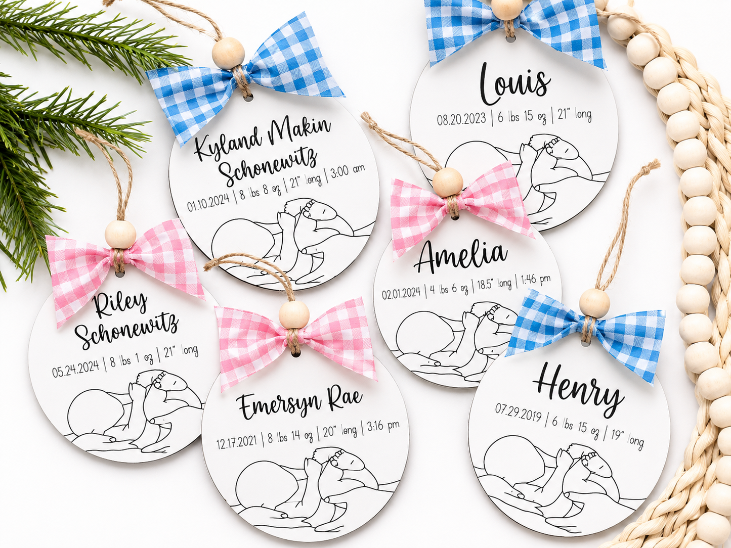 New baby line art ornament