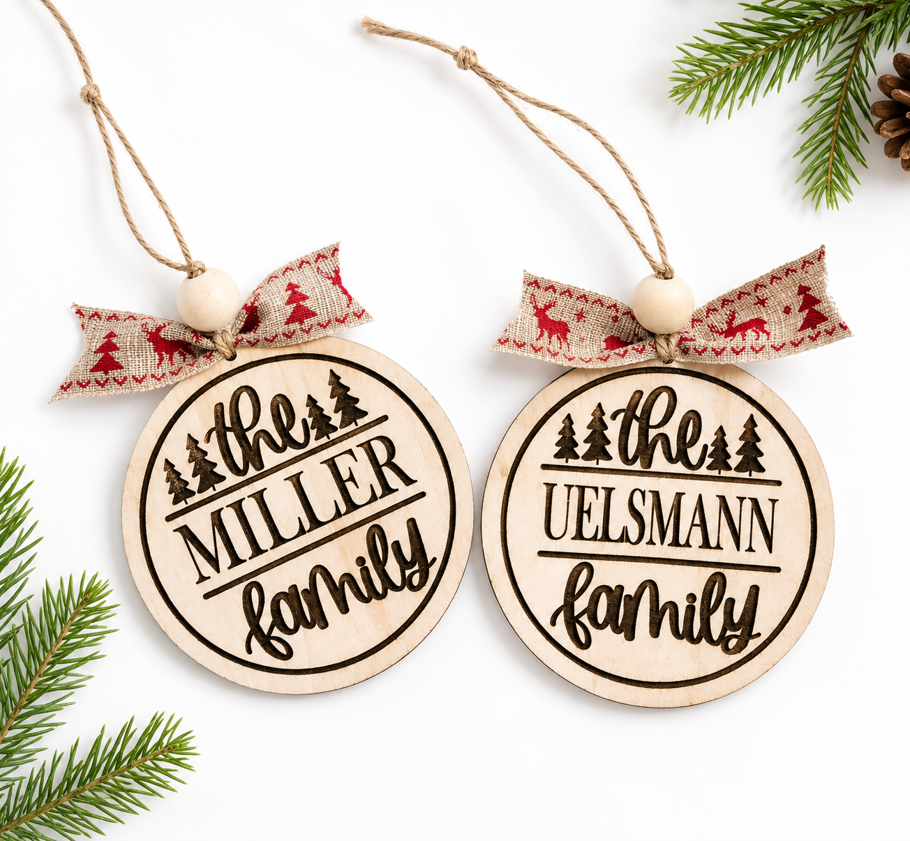 Family last name round ornament
