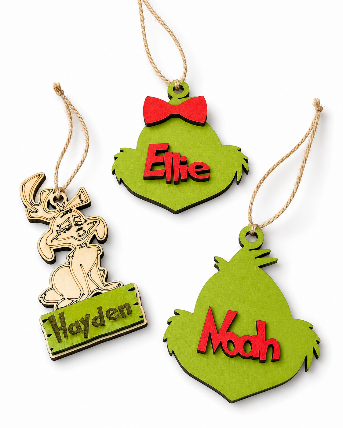 Green Man and his dog max ornaments