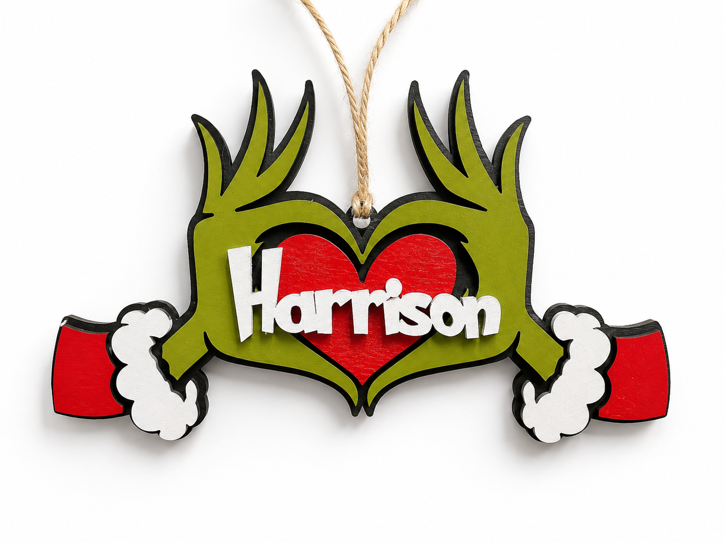 Green Man hand heart ornament