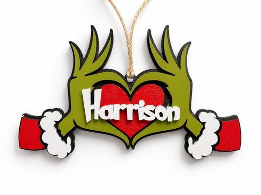 Green Man hand heart ornament