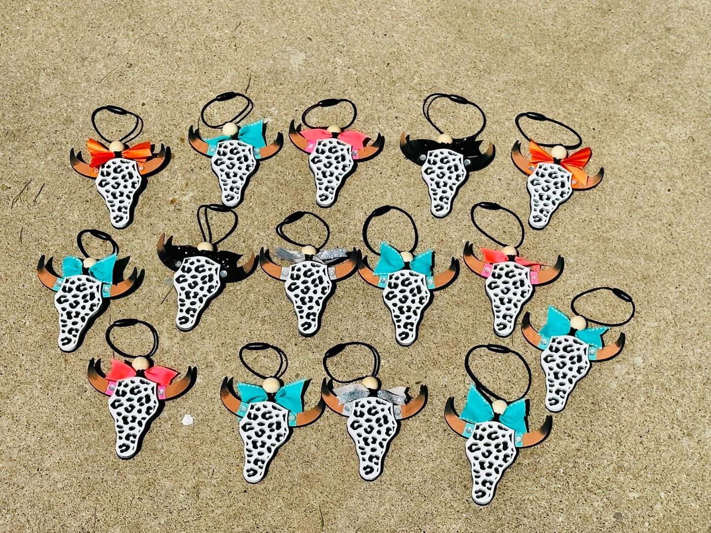 Leopard print skull car charm