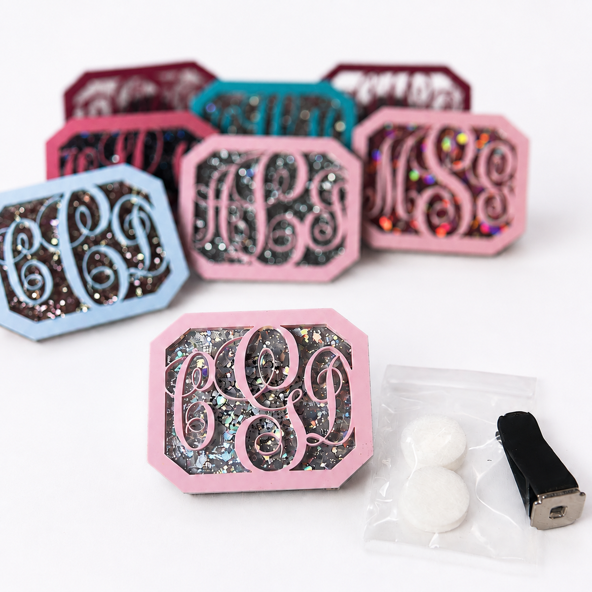 Monogram car vent clips