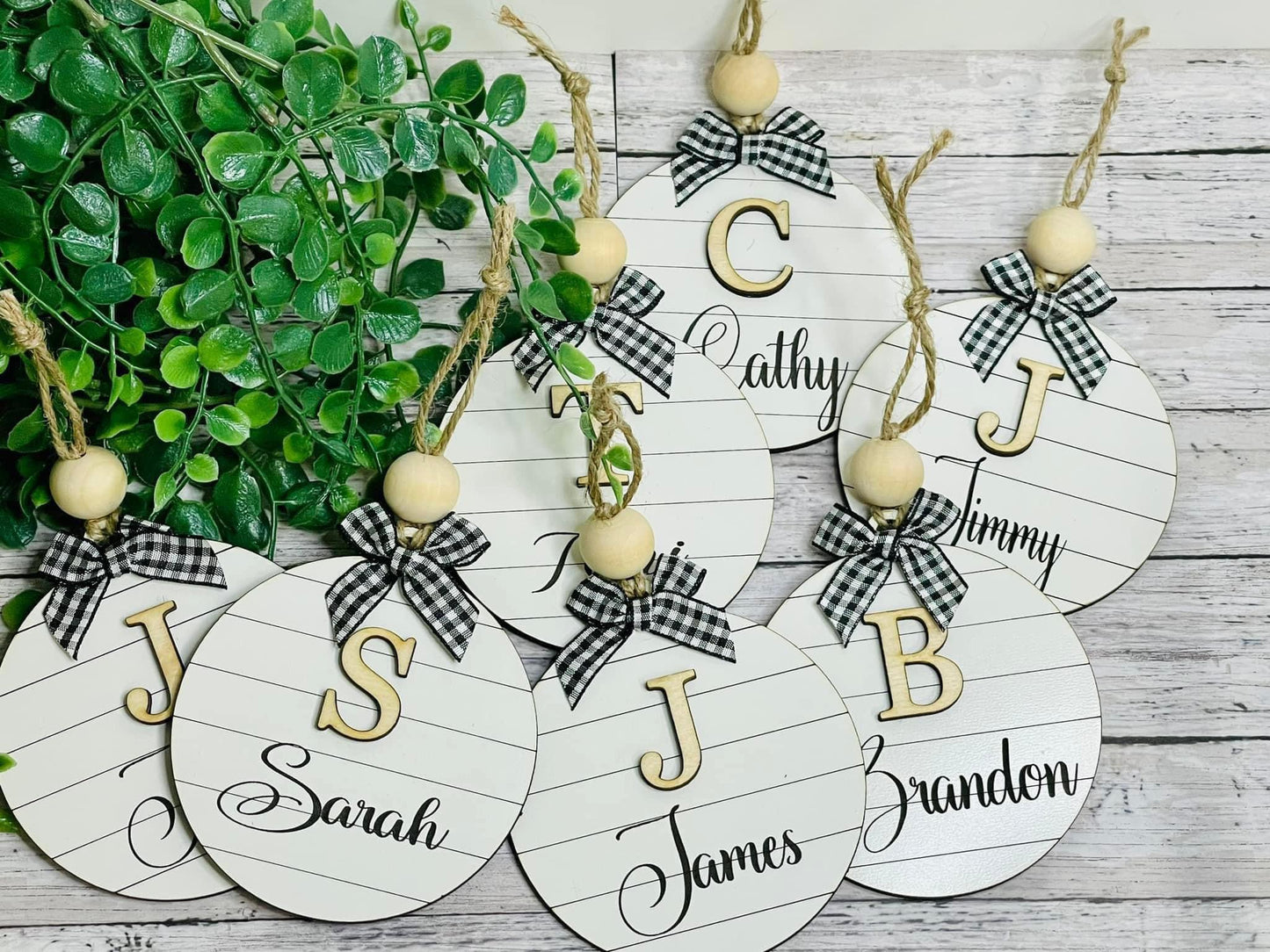 Shiplap initial ornament