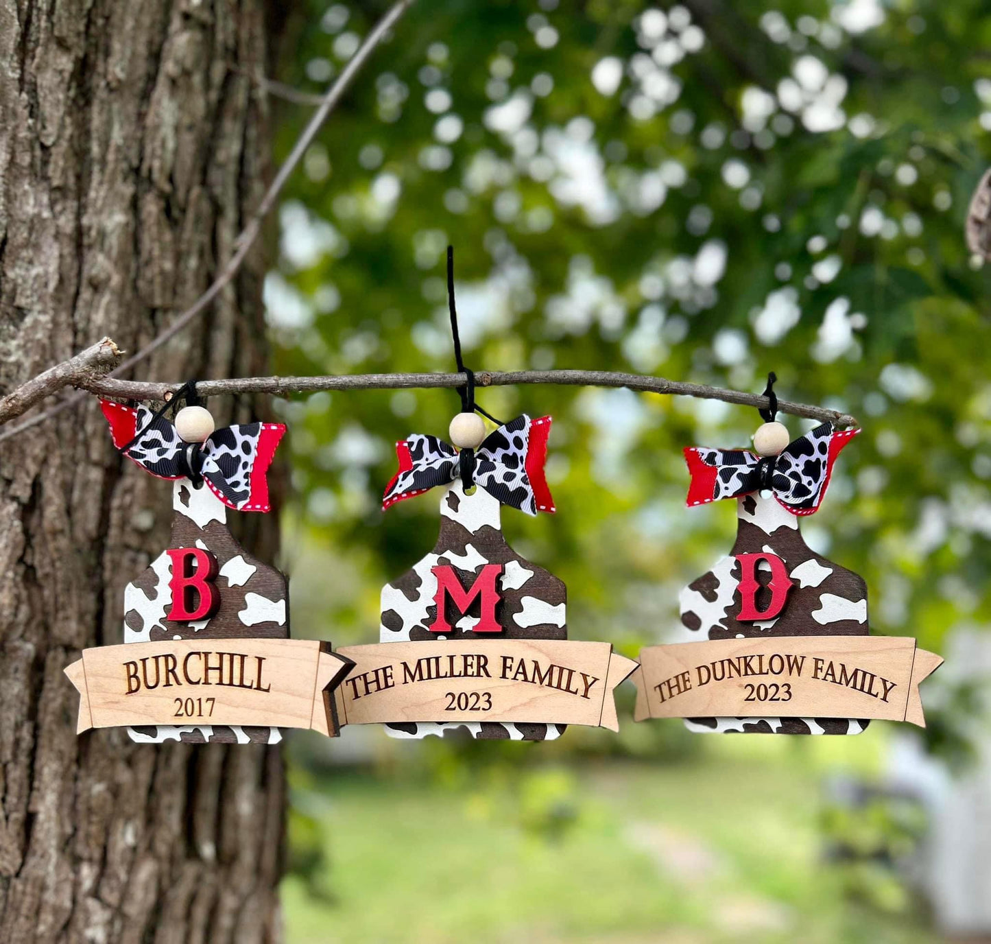 Cow Tag family ornament