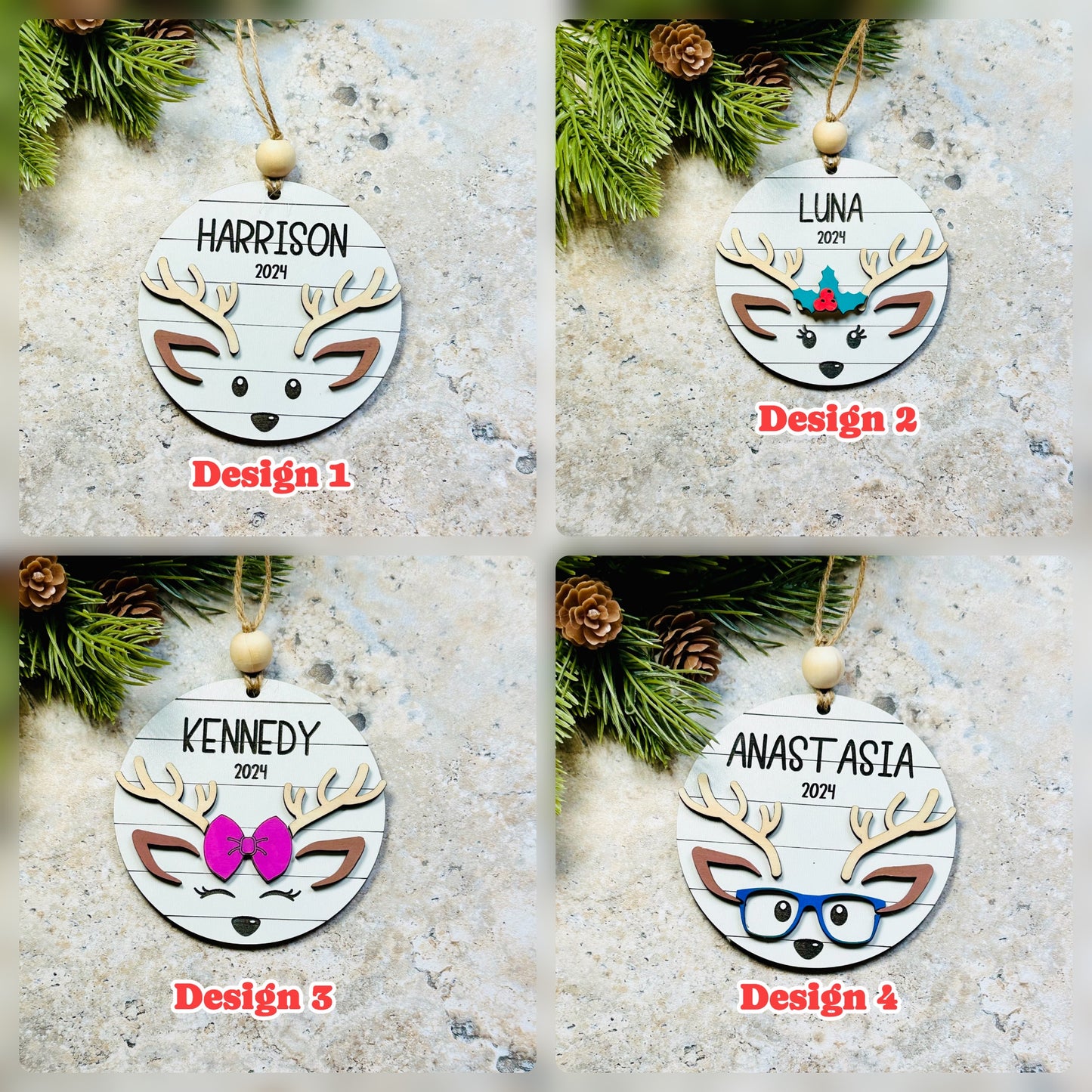 Little reindeer personalized ornaments