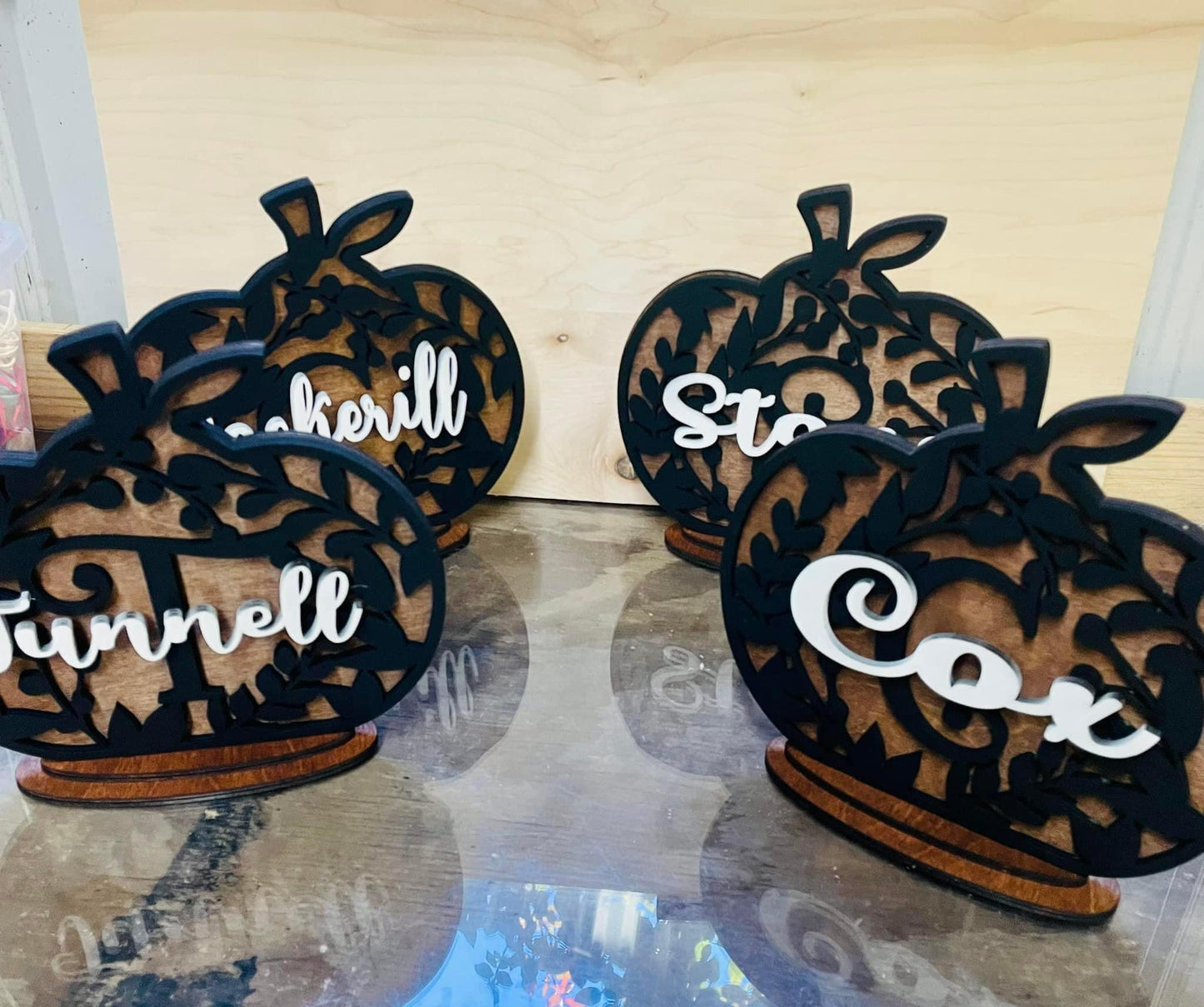 Initial floral pumpkin shelf sitter