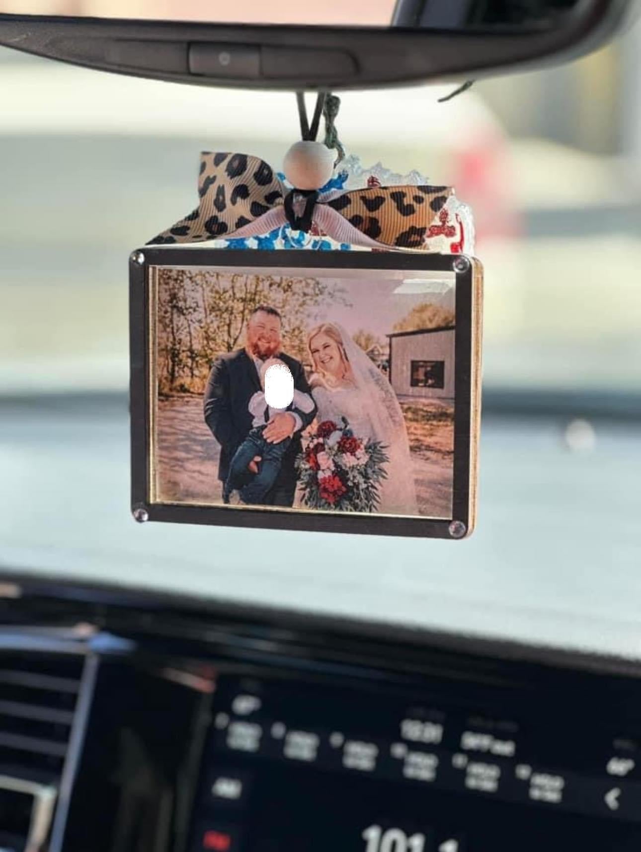 Double sided photo car charm