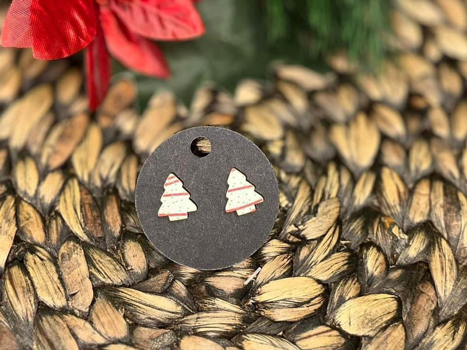 Christmas tree cake stud earrings